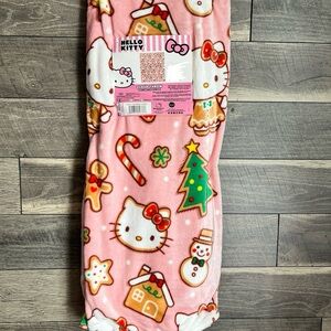 NEW Hello Kitty Pink Gingerbread Christmas Plush Blanket!
